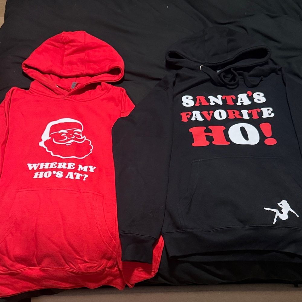 Red and Black Santa Themed Hoodies